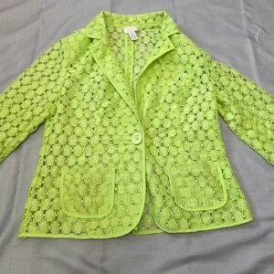 Chico's neon green bright summer blazer womens size 0 / XS